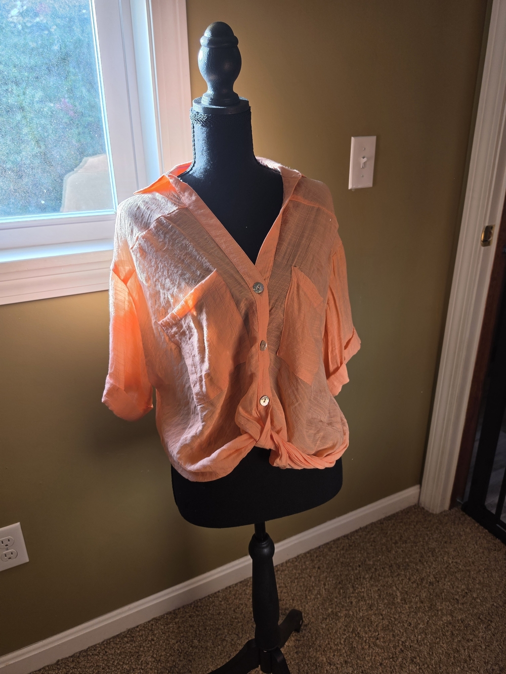 Relaxed Peach Button-Up Women's Blouse
